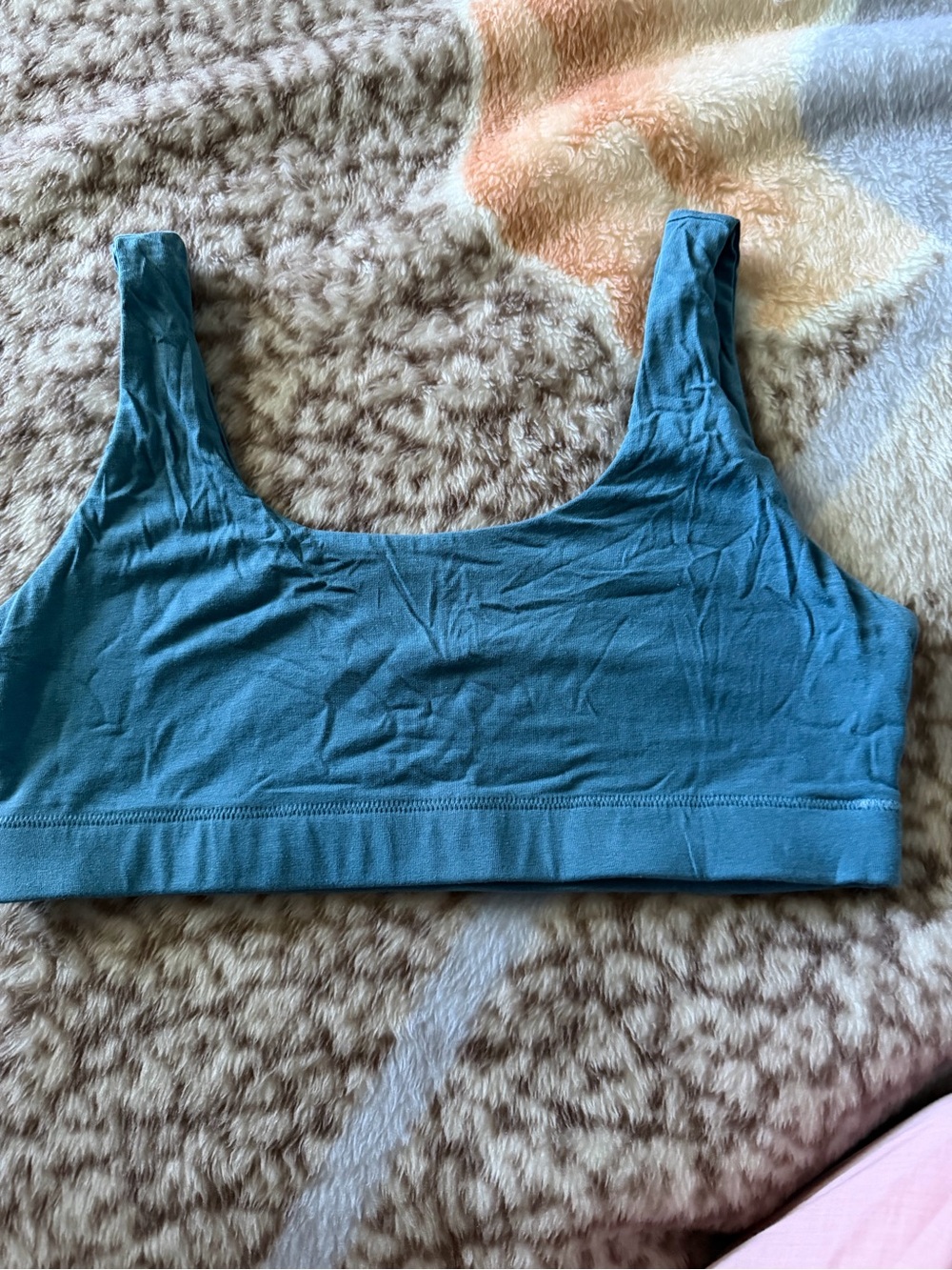 Quince Seamless Scoop Bralette in Teal Blue, FIRM PRICE